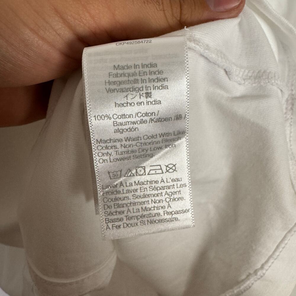 Madewell Puff-Sleeve Tee S White Crewneck Cotton Jersey Relaxed Fit Ruffle Trim - Picture 7 of 8